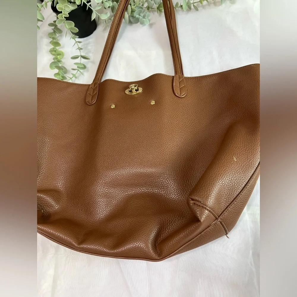 BCBG Paris Pebbled Faux Leather Tote - Brown - Picture 3 of 9